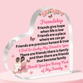 FMCC Friendship Gifts Acrylic Heart Plaque Gifts for Friends Women Friendship Gift for Her Girls Friend Gifts for Women Best Friend Bestie Gifts
