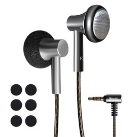 Hmusic - Auriculares de cabeza plana, 14,2 mm con cable de driver dinámico, sonido estéreo de alta fidelidad, auriculares clásicos con micrófono y control de volumen para música, deportes, correr