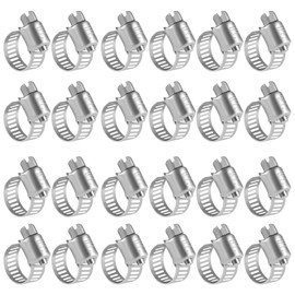 WINL WINL Stainless Steel Hose Clamps 1/2'' - 24PK Size 4 Worm Gear Drive Hose Clamps Small Clamping Range 1/4 Inch to 5/8 Inch (6mm-16mm) for Automotive Fuel Line,1/4 Inch Hose Clamps,1/2 Inch Hose Clamps