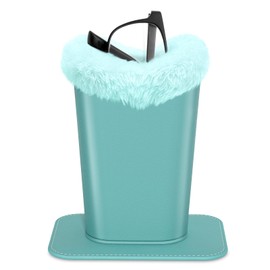 ZAXMEY Eyeglasses Holder,Plush Lined PU Leather Pattern Stand Case with Magnetic Base, Unisex for Women Men, Green