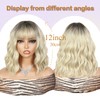 WIGER Short Ombre Ash Blonde Wave Hair with Bangs Synthetic