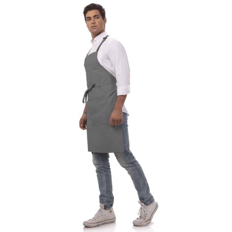 Colour by Chef Works B192 Adjustable Bib Apron, Grey