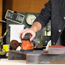 wadafen Mouse Sander Pads, 50pcs Multi Tool Sanding Pads, 140x90 mm Detail Sander Pads, Hook and Loop Sandpaper 5 Holes Compatible with Black and Decker Sander, Grits 40/60/80/120/240 Each x10