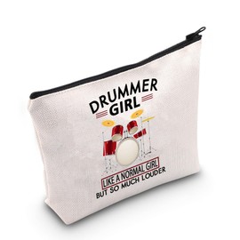 PLITI Drummer Girl Gift Drumming Gift Drum Player Gift Drummer Girl Like a Normal Girl But So Much Louder Drummer Makeup Bag (Drummer Girl bagCA)