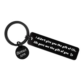 Xiahuyu Bonus Son Keychain Stepson Gifts I Didn't Give You The Gift of Life Life Gave Me The Gift of You Keychain Son in Law Gifts Adoption Gifts Fathers Day Christmas Birthday Gifts for Bonus Son