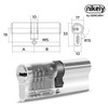 GERCAR Locking Cylinder, 30/30 mm, Profile Cylinder Lock, Double Cylinder