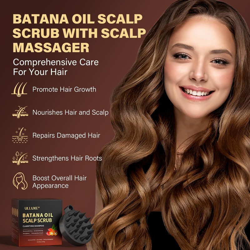 Scalp Scrub, 2-in-1 Clarifying Scalp Exfoliator Scrub Shampoo with Batana