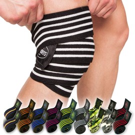 C.P.Sports Knee Brace, Knee Wraps 200 cm - T25 - Weight Training, Bodybuilding, Powerlifting, Men, Women, Fitness Bandage, Training, Deadlift (Black Red)