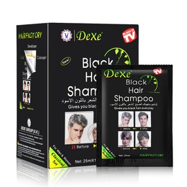 Black Hair Shampoo Instant Black Natural Ingredients Hair Dye Shampoo Semi-Permanent Black Hair Color Easy to use Long lasting NATUREGURU(10 Pack, Black)