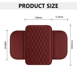 Stacool Upgraded Car Center Console Cover,Microfiber Leather Car Armrest Cover Cushion with 2 Storage Bags,Universal Cars Armrest Storage Box Cars Interior Accessories for Most Vehicles (Red)