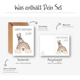 Personalisierte Kinder Gl√ºckwunschkarte zum 1. 2. 3. 4. 5. 6. 7. usw. Geburtstag Gru√ükarte Geburtstagskarte Faltkarte Kindergeburtstag mit Name verschiedene Tiermotive Boho Regenbogen (Bulldogge)