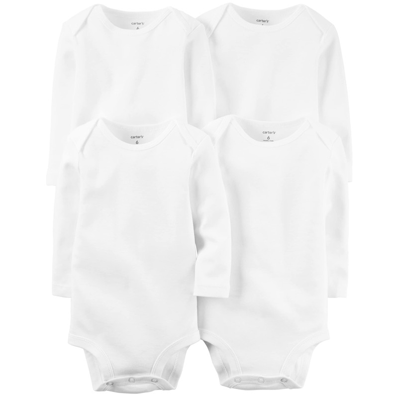 Carter's Baby Boys 4-Pack Long-Sleeve Original Bodysuits (White, 9 Months)