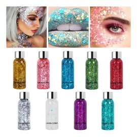 9pz Body Glitter Maquillaje Cabello Cuerpo Brillos Colores Color