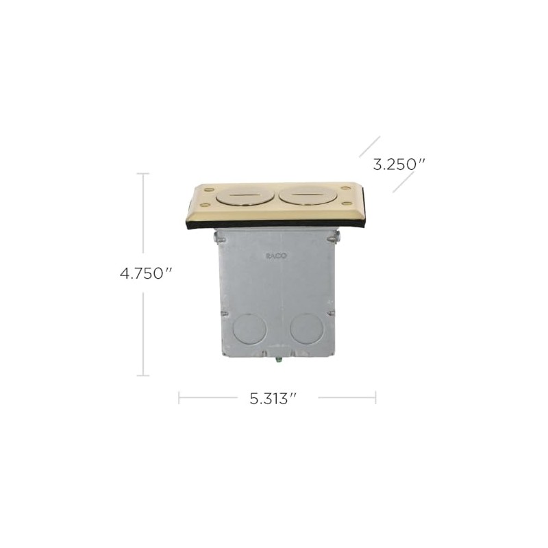 Hubbell 6500BR-5 15 Amp Rectangular Floor Box Kit, Metallic Cover