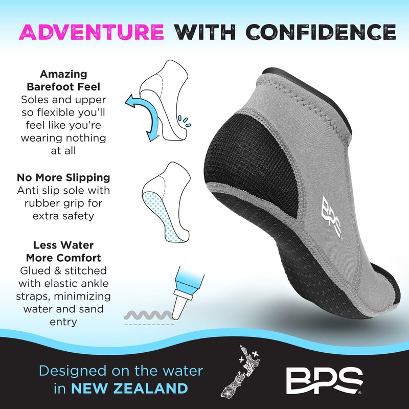 BPS Smart Neoprene Socks (Grey V2, X-Large)