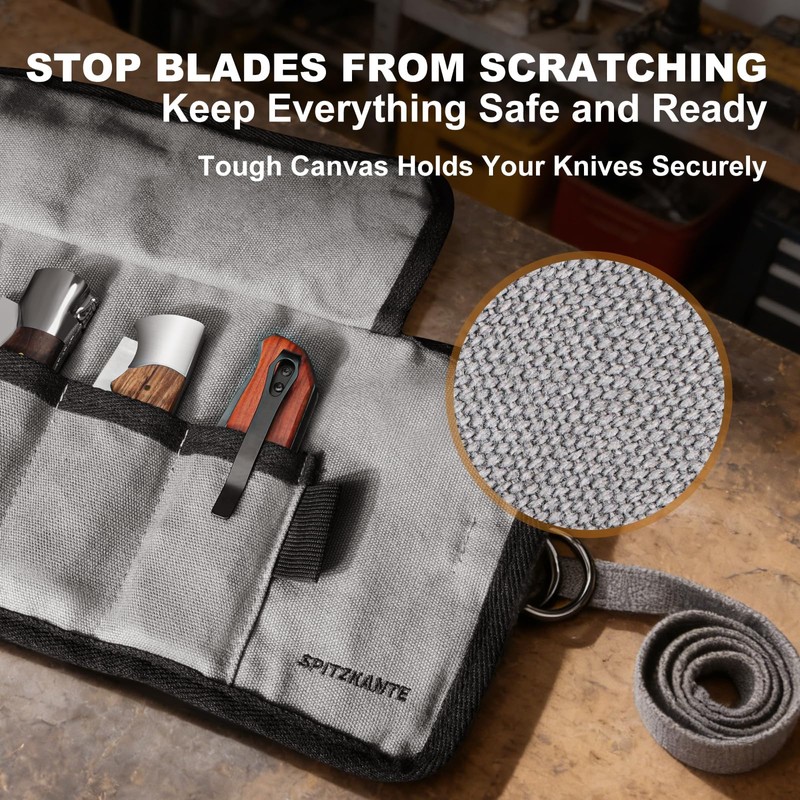 SPITZKANTE Pocket Knife Roll Bag – 7 Slot Folding Knife