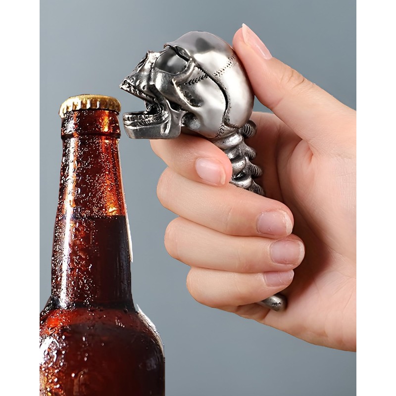 Skull Head Bottle Opener,Durable Stainless Steel Halloween Gifts, Ergonomic Spine