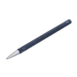Multitasking ballpoint pen with black D1 refill – CONSTRUCTION BASIC – centimetre/inch ruler, 1:20/1:50 scale – easy refill change – aluminium, metal – dark blue, silver-coloured - TROIKA Original