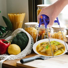 Kitchen Food Serving Plate Tongs: Tainless Steel Kitchen Folding Hot Dish Lifter Tongs-Hot Plate Gripper Clips-Anti- Scald Air Fryer Pans Cooking Tongs Kitchen Gadgets for Cook Chef Blue