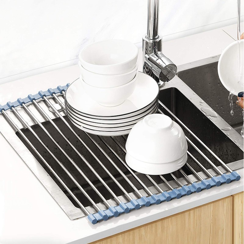 MECHEER Over The Sink Dish Drying Rack, Roll Up Dish