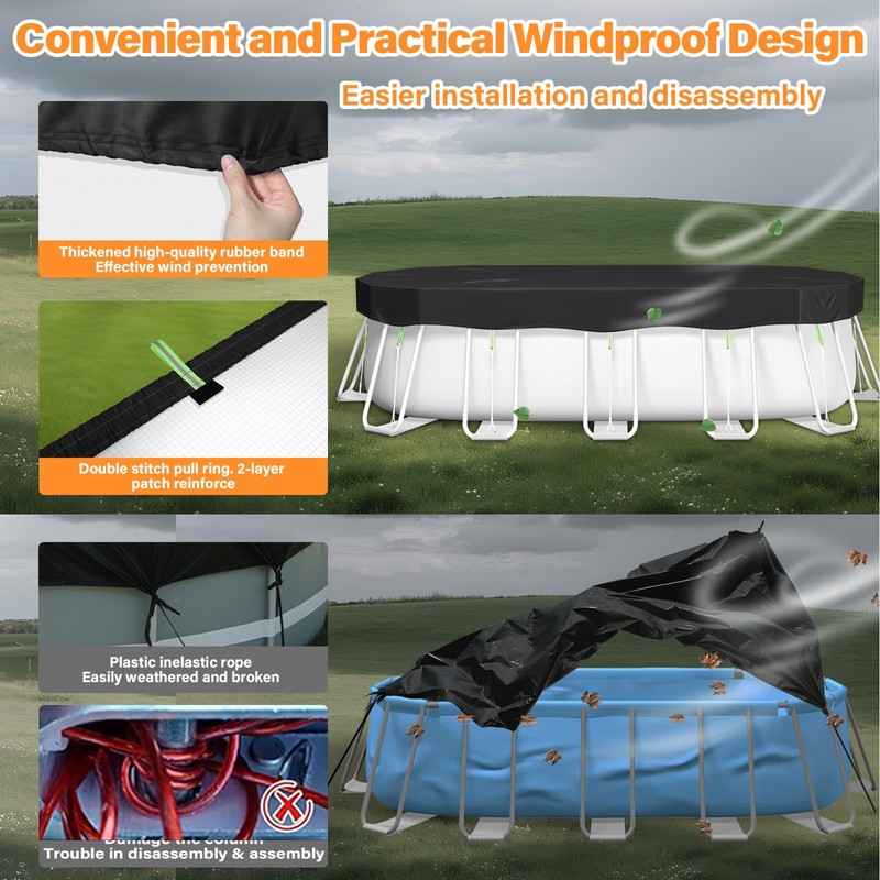 Oval Pool Cover 10 x 20 Ft for Above Ground