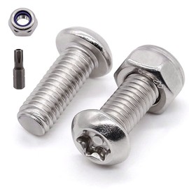 Glvaner (20 Sets) M6 x 16mm Button Torx Head Tamper Proof Security Torx Head Machine Screws with M6 Locknuts and a Torx Drive Bit Stainless Steel 304 (18-8) Full Thread
