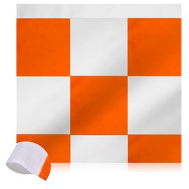Heavy Duty Airport Flag 30 x 30 Inch Safety Marking Flags Orange and White Checkered Racing Flag Banner for Airfield Warning Outdoor Construction Vehicles Site Bike Truck Camping Decoration Gift