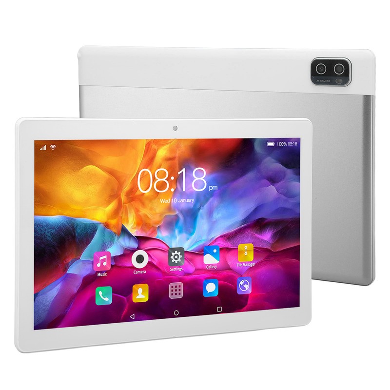 10.1in Tablet Silver 5G WiFi Calling for Android 12 6GB