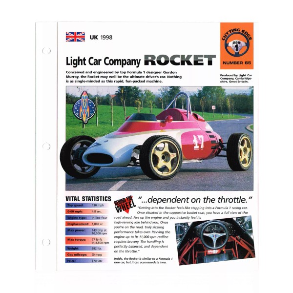 1998 LIGHT Car Co ROCKET IMP Brochure: Gordon Murray