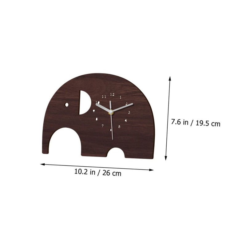 Gatuida Fashionable Wooden Elephant Wall Clock Silent Decorative Wall Mount