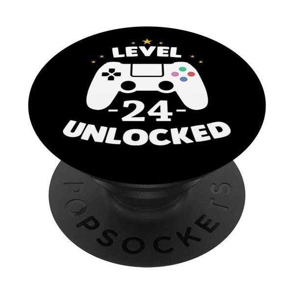 24th Birthday Gamer Black Level 24 Unlocked 24 Years Old