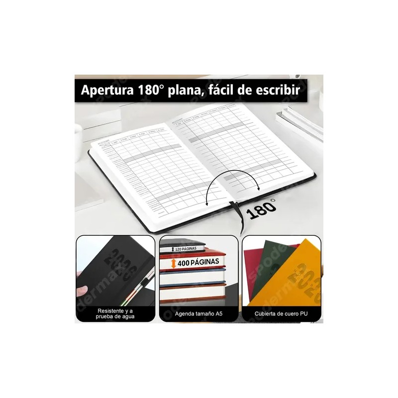 Agenda Diaria 2026 A5 Pasta Dura 320 Hojas Personalizable