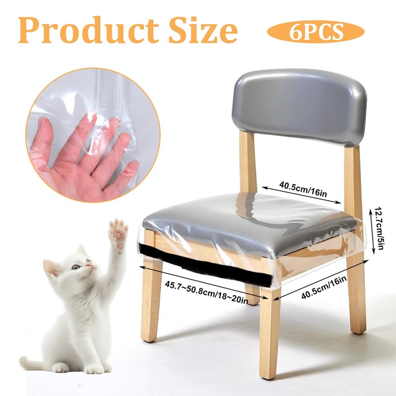 JJUNW 6 Pack Plastic Chair Covers, Stain Water and Kitty