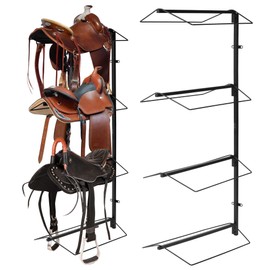 awliye 4 Tier Saddle Stand Wall Mount for Western and English Saddle, Adjustable Horse Saddle Storage Rack, Heavy Duty Accessories for Tack Room, Storehouse, Farm