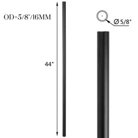 S15-Senmit Iron Stair Balusters 5/8" Round x 44" Long, Wrought Stair Iron Plain Spindles for Indoor Staircase, Hollow, Powder Coated – 10Pack - (Satin Black)