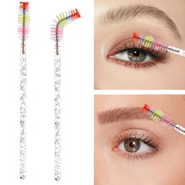 100Pcs Disposable Mascara Wands Spoolie Brush Crystal Eyebrow Brushes Mascara Brush Eyelash Extension Applicator Makeup Kits(Black)