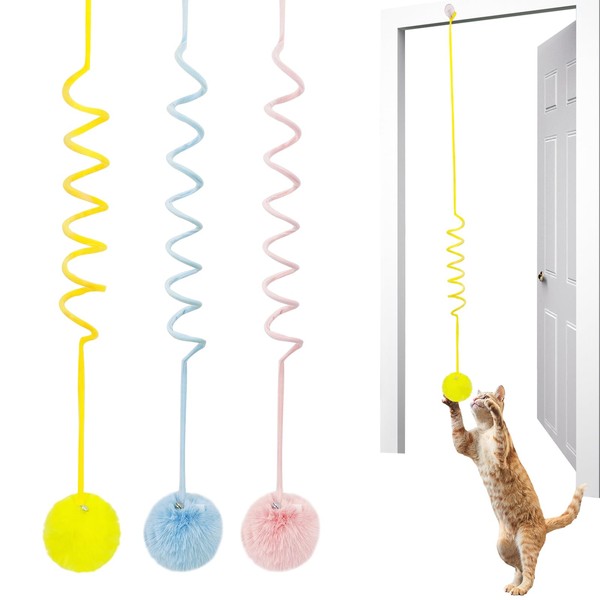 HFZRZFH 3 Pack Door Hanging Interactive Cat Spring Toys with