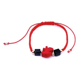 Art & Designs by AA Lucky Elephant Red Thread Bracelet with Simulated Jet Stone Azabache Protection Jewelry, Medium, Metal