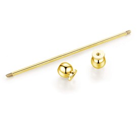 HONEY BEAR Tie Collar Bar Pins Set Brooches for Shirts,Stainless Steel for Business Wedding Gift,Silver,65mm (Barbell End Gold)