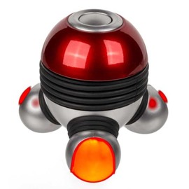 Invero Portable Handheld Vibrating Body Massager with 3 LED Pads Ideal for Your Back, Neck, Arms and Legs - Relax and De-Stress - Red