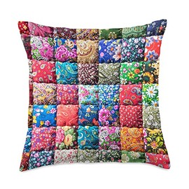 Pioneer Country Farm Gifts Traditional Patchwork Quilt Print Throw Pillow