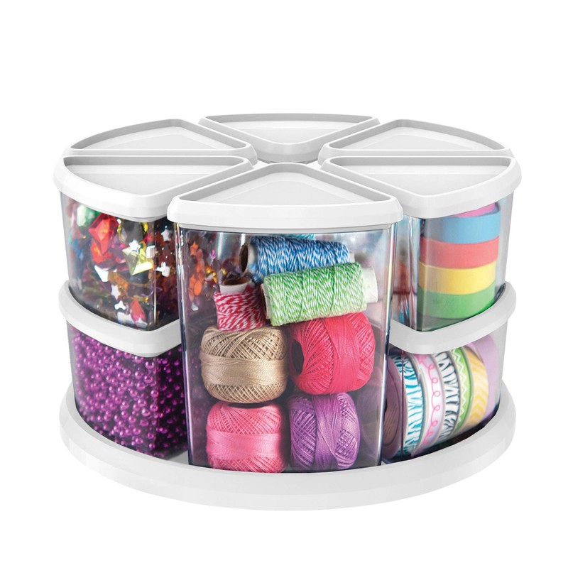Deflecto Rotating Carousel Craft Organizer, 9-Canister, Includes 3" and 6"