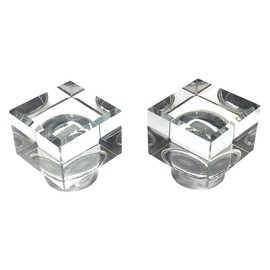 Hospitality Source Crystal Glass Finial Set Cube Shaped with Chrome Accent (Set of 2)