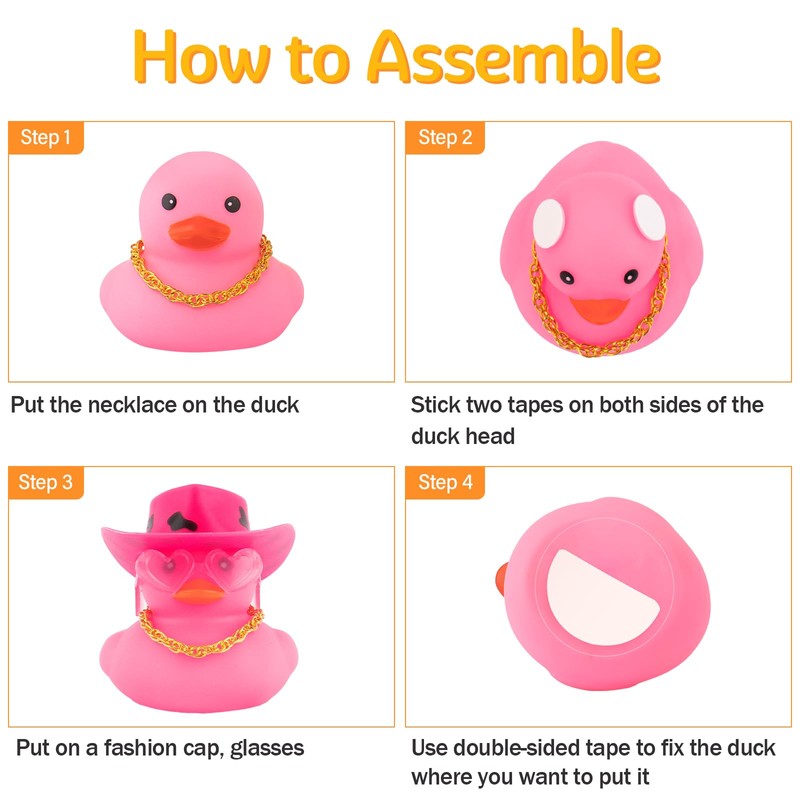 wonuu Car Cowboy Rubber Ducks, Dashboard Decorations Pink Duck for