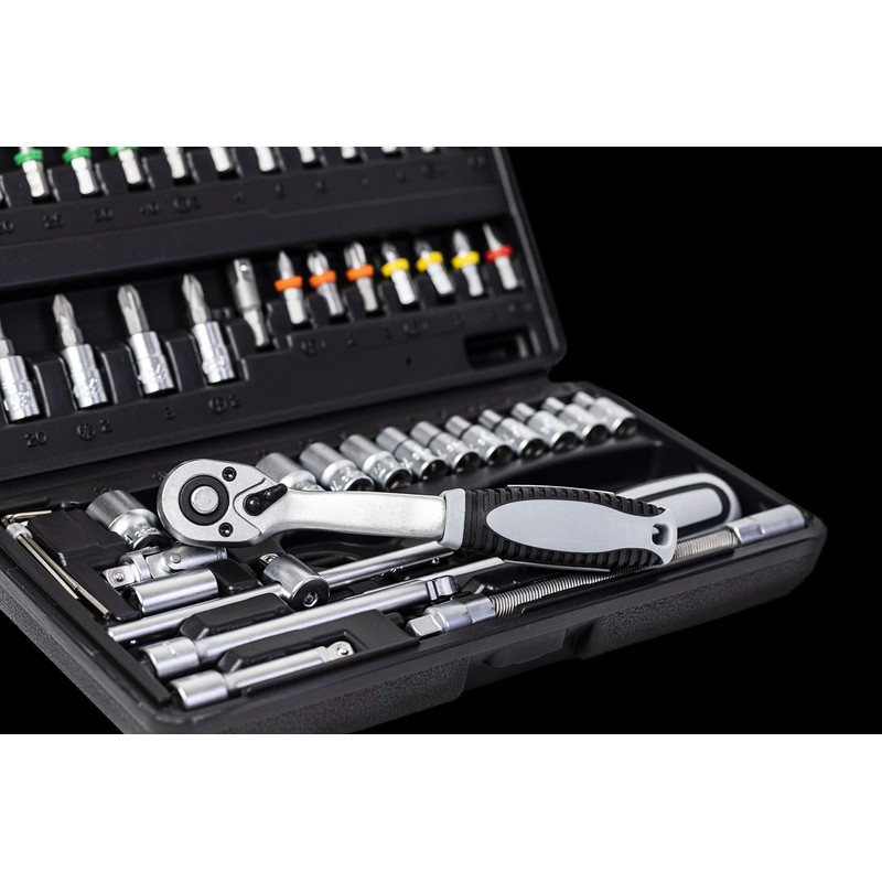 Connex Bit and socket spanner set, 52 pieces, sturdy plastic