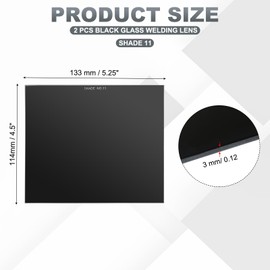 PATIKIL Welding Glass Lens Shade 11, 2 Pack 4.5" x 5.25" Hardened Helmet Filter Darkening Glass Welding Hood Lens for Weld Helmet Hood Covers Replacement, Black