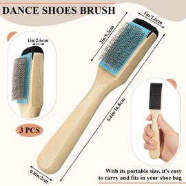 Perthlin 3 Pcs Dance Shoe Brush Suede Sole Wire Ballroom Dance Shoe Cleaner Wood Brush for Dancing Latin Footwear Cleaning(Half Cover)