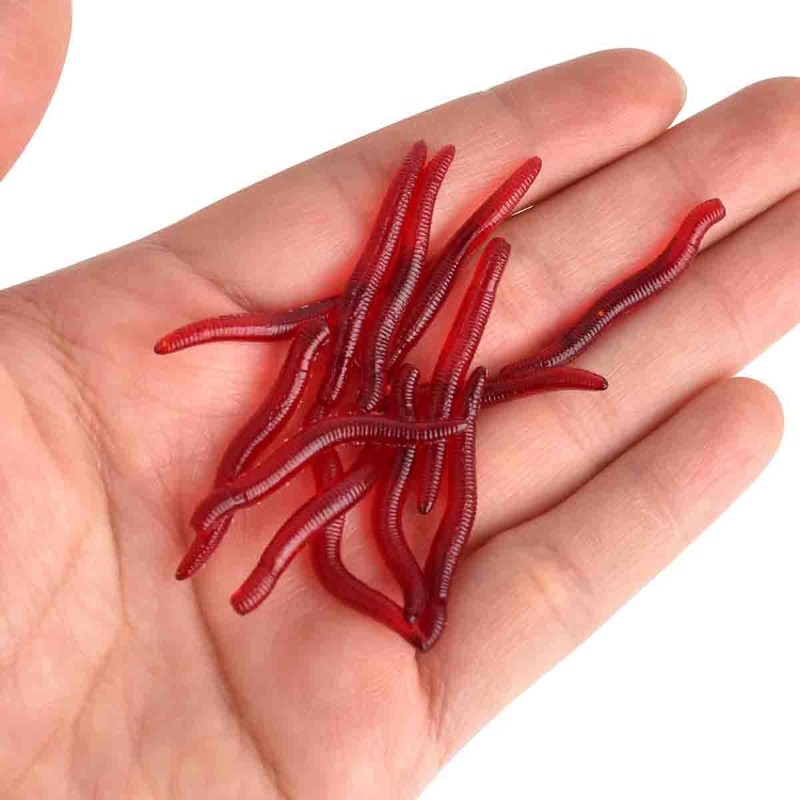 4cm 100pcs Soft Bait Set Realistic False Earthworm Worm Elastic