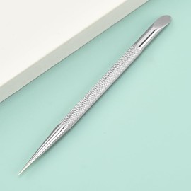Nagelhautschieber aus Edelstahl, Punktierstift, Nagelpflege-Werkzeug, doppelseitig, Maniküre-Stick, Nagelhautentferner, Reiniger, Nagelhautschieber, Sticks, Nagelhautschieber Kit (Silber)