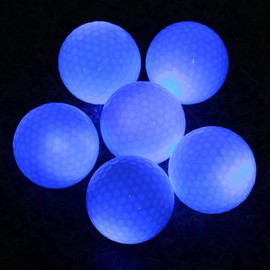 Keenso Pelotas de Golf Luminosas LED de Caucho sintético de 6 Piezas, Atractivas Pelotas de Golf Brillantes para el Entrenamiento Nocturno diurno